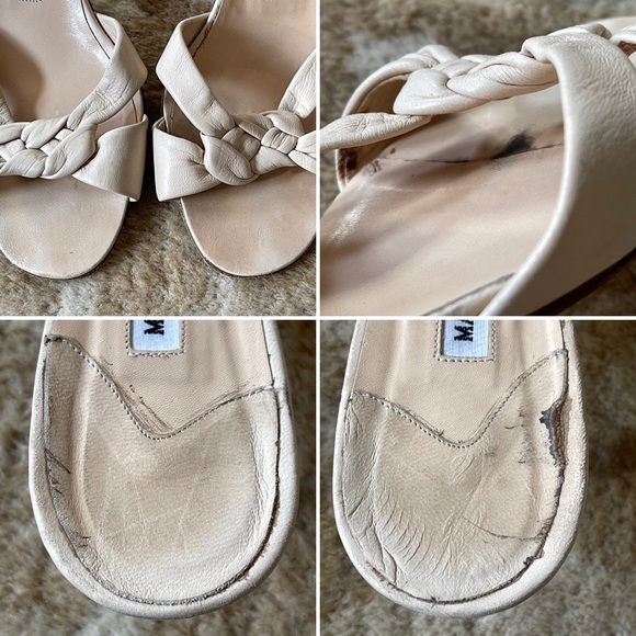 Manolo Blahnik Braided Leather Mule Slide Open Toe Kitten Heel Sandals Sz 37 1/2 - Picture 13 of 15